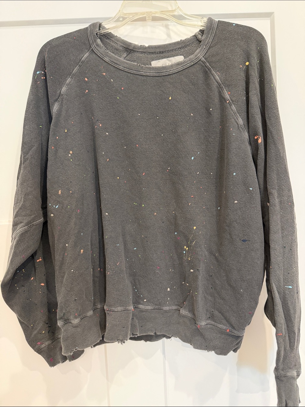 THE GREAT. Gray Paint-Splatter Crewneck Sweater Size 3